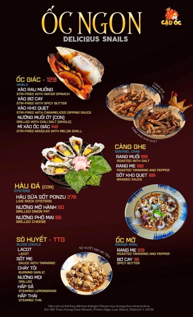Thực Đơn Menu Cậu Ốc Quận 1 (1)