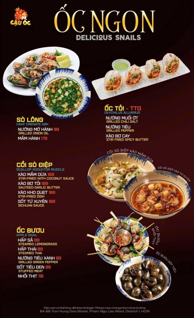 Thực Đơn Menu Cậu Ốc Quận 1 (9)